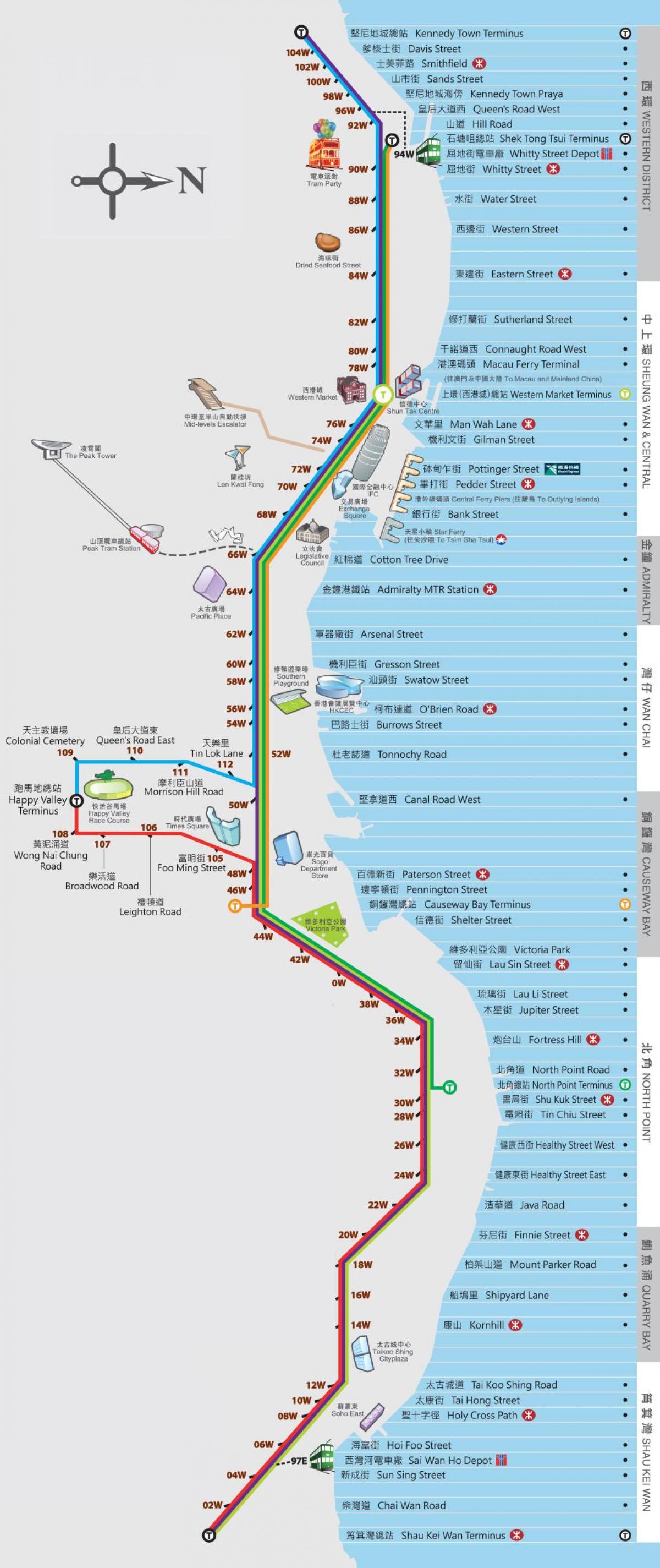 Hong Kong ding ding ტრამვაის რუკა