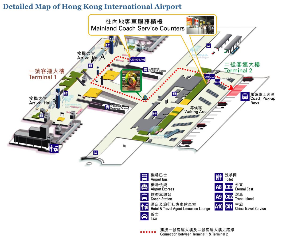 Hong Kong აეროპორტის რუკა terminal 1 2