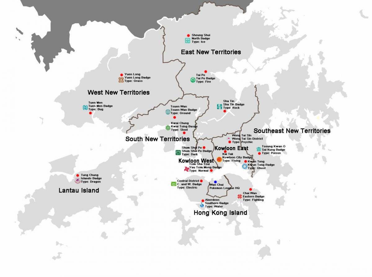 რუკა Hong Kong უბანი