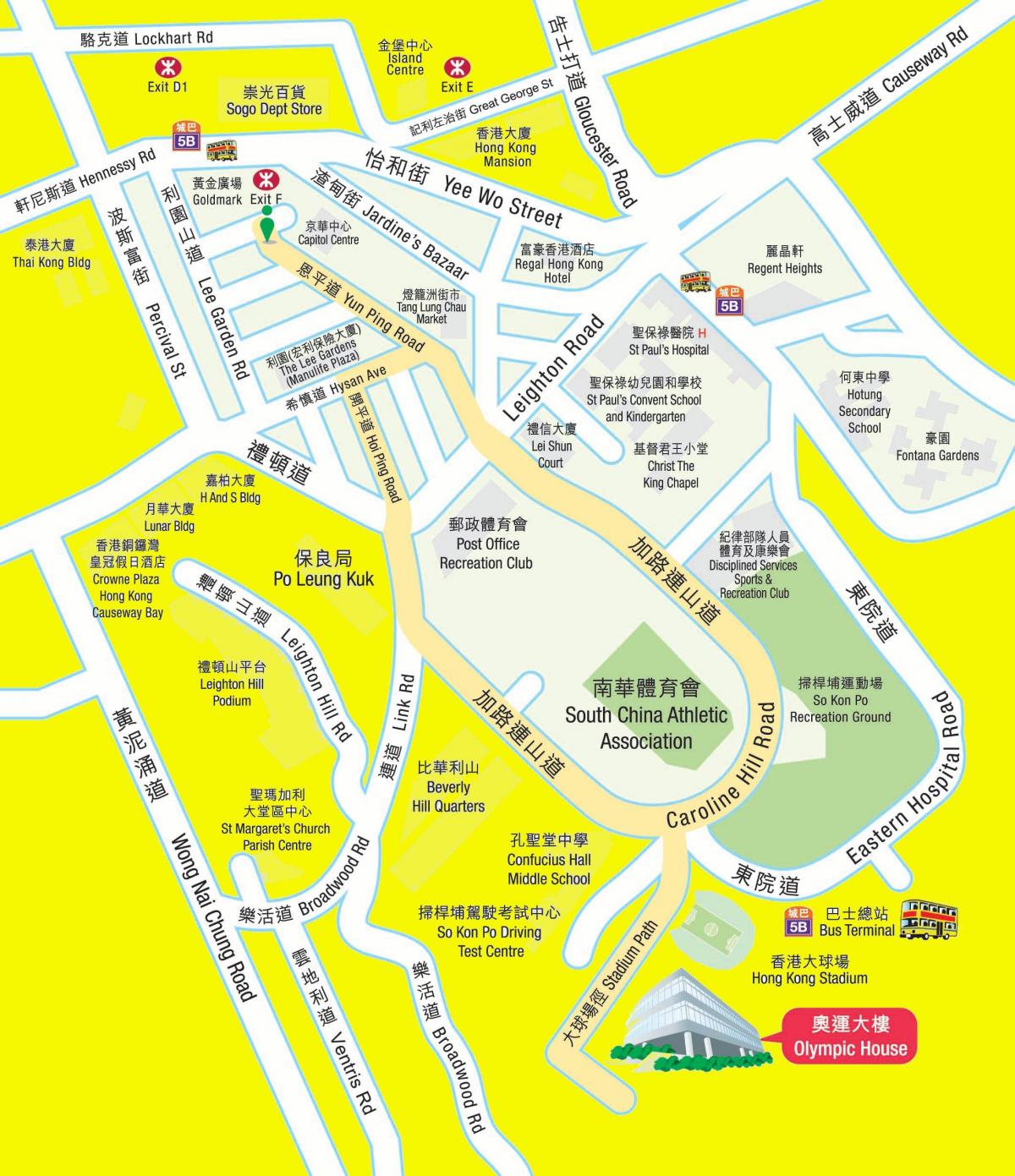 ოლიმპიური MTR სადგური რუკა