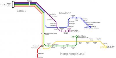 Hong Kong ავტობუსის მარშრუტი რუკაზე