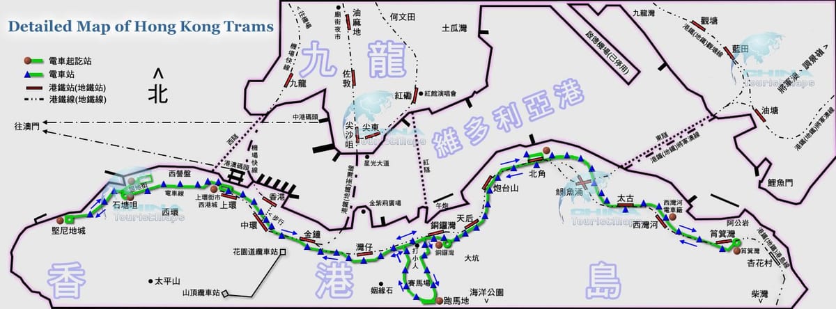 ტრამვაის Hong Kong რუკა