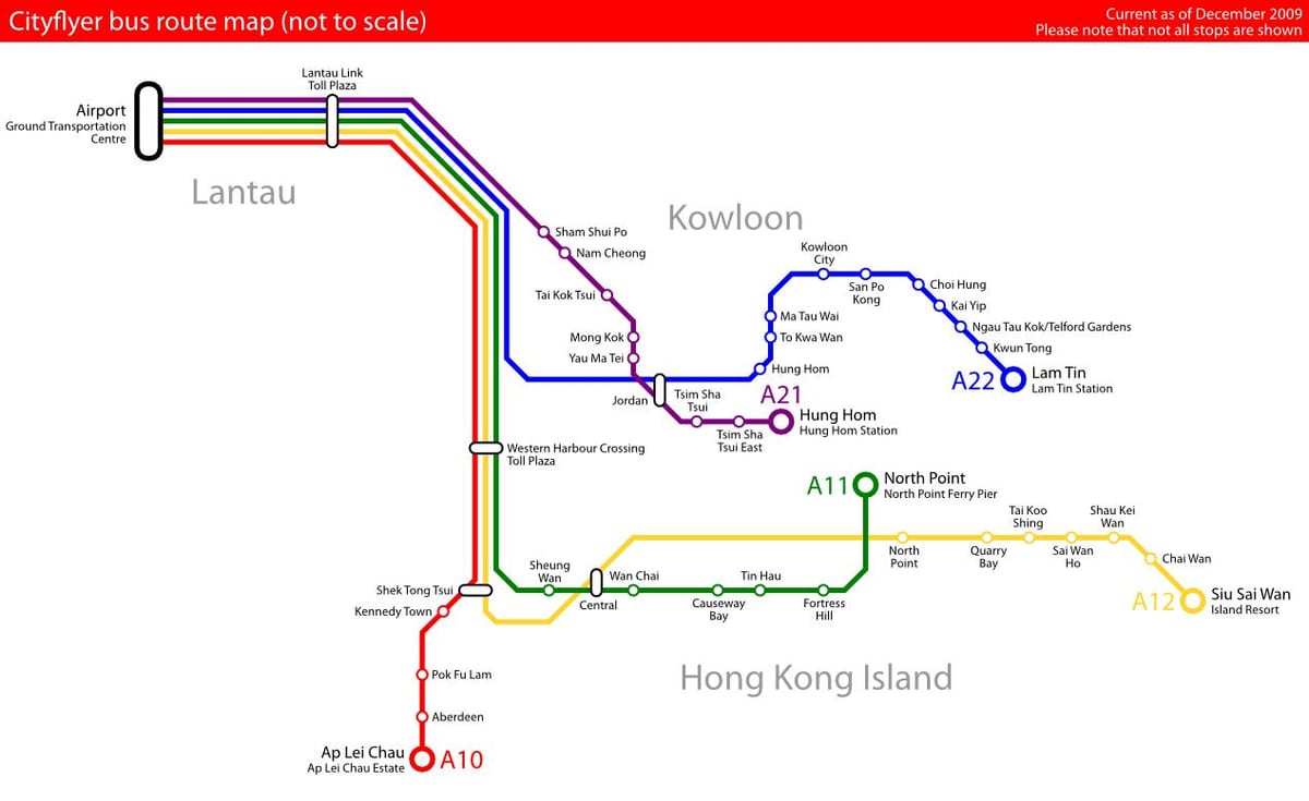 Hong Kong ავტობუსის მარშრუტი რუკაზე