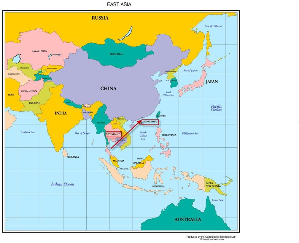 Hong Kong რუკა აზია