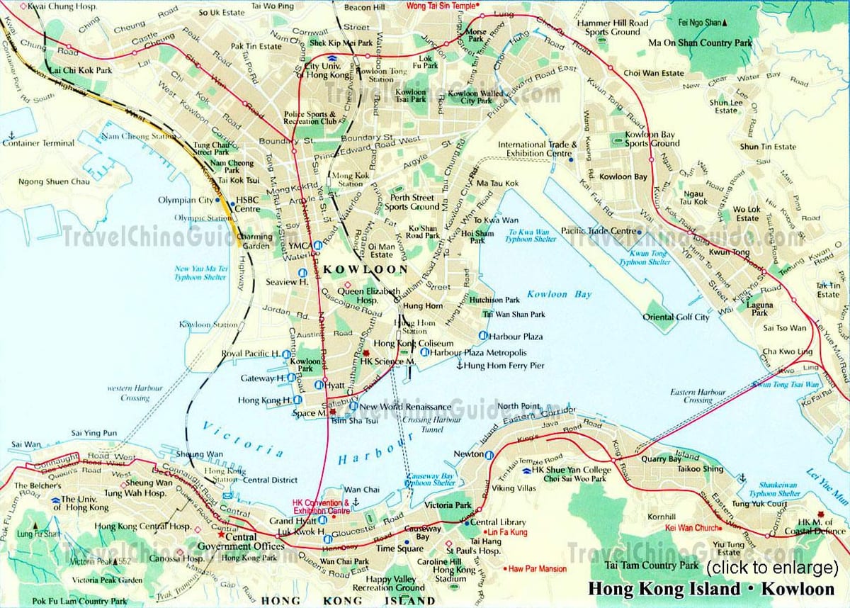 ცენტრში ჰონკონგი რუკა