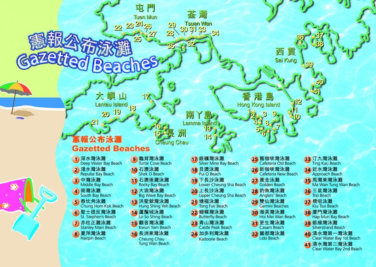 რუკა Hong Kong პლაჟები