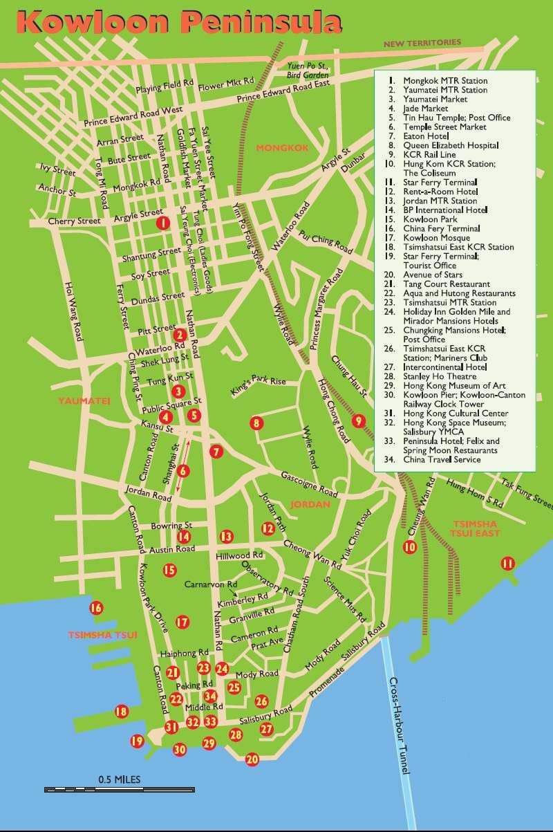 Kowloon ატრაქციონები რუკა