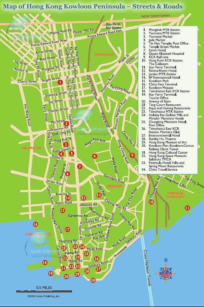 რუკა Nathan გზის Hong Kong