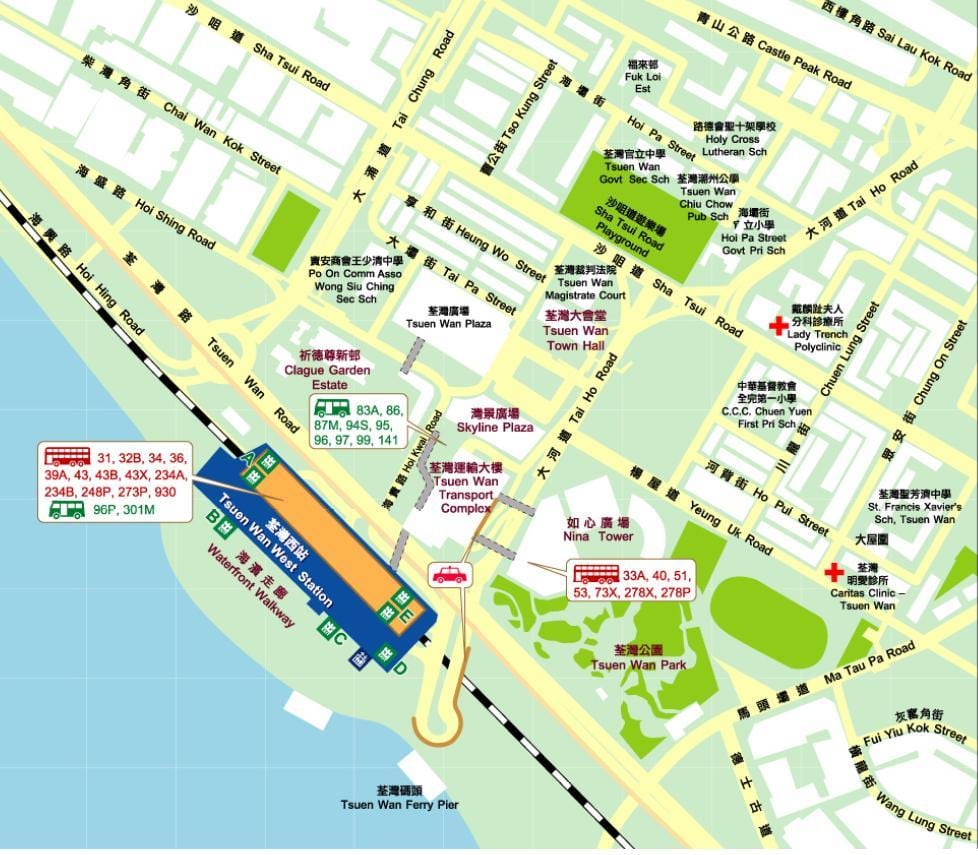 Tsuen Wan დასავლეთის სადგური რუკა