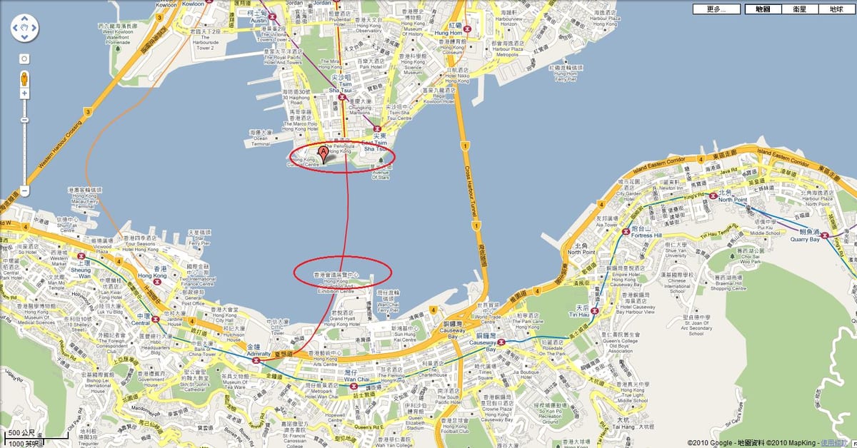 რუკა ვიქტორია harbor Hong Kong