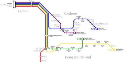 Hong Kong ავტობუსის მარშრუტი რუკაზე