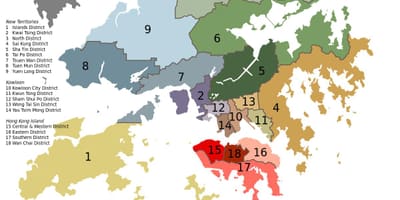 რუკა Hong Kong უბნების